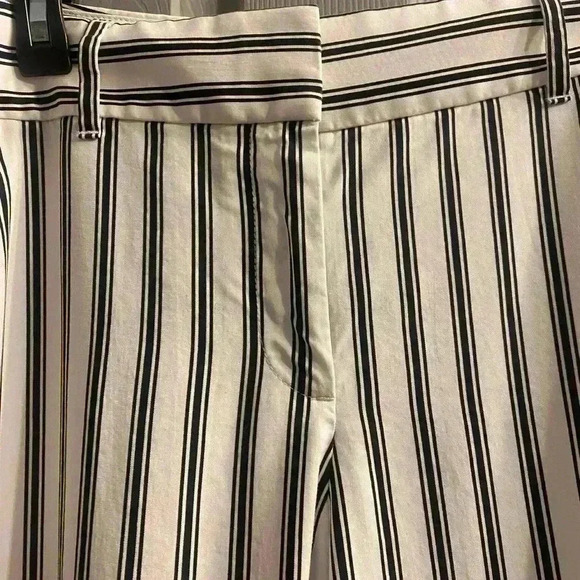 Ann Taylor LOFT white & black striped boyfriend pants with zipper at leg size 10 - Picture 2 of 9